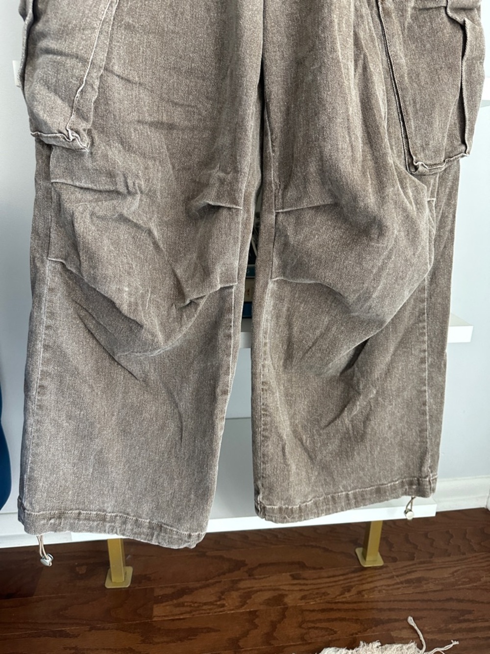 12th Tribe Brown Cargo Pants - Washed Tan Brown Utility - Picture 3 of 5